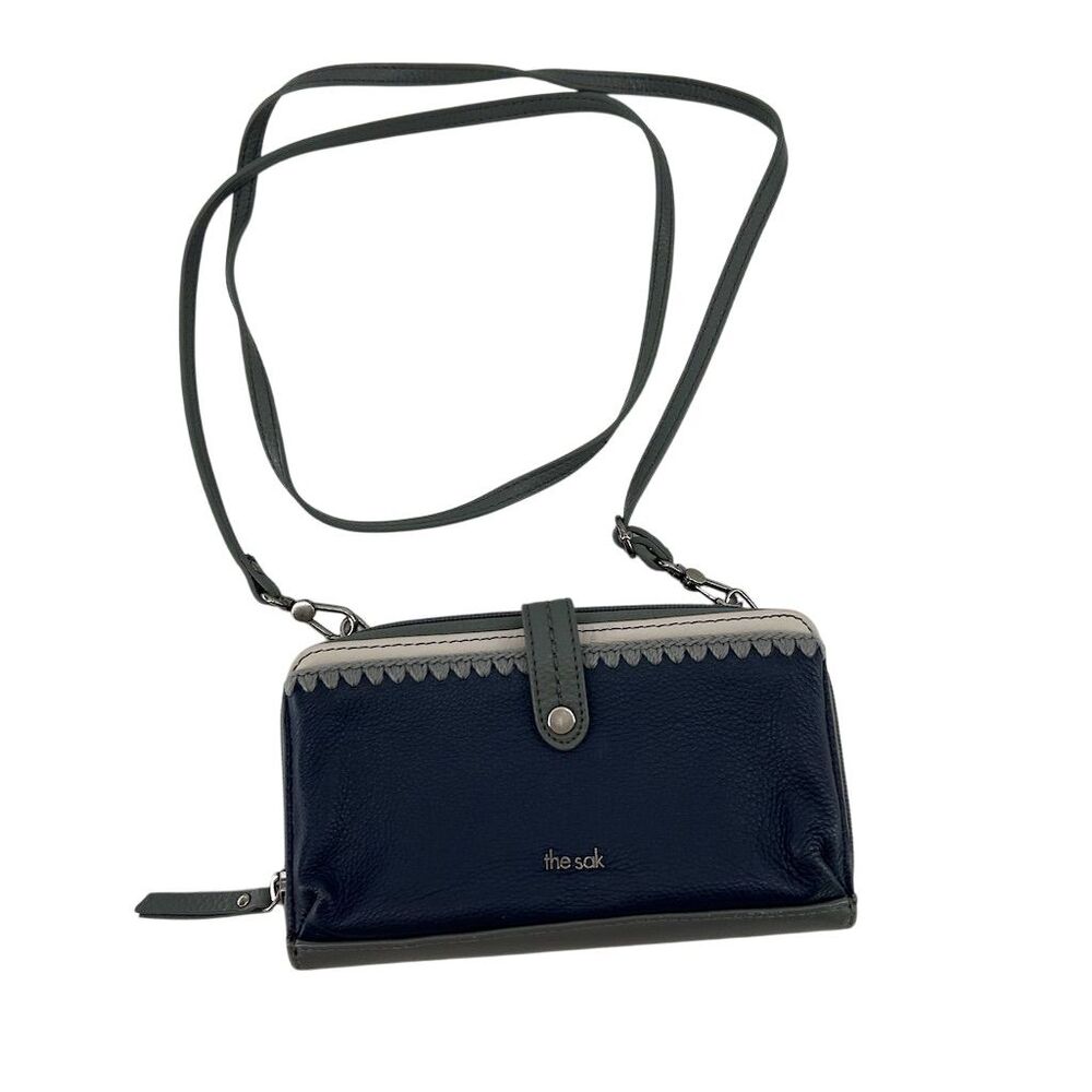 The Sak Iris Large Crossbody Wallet Marine Blue Leather Women's Convertible